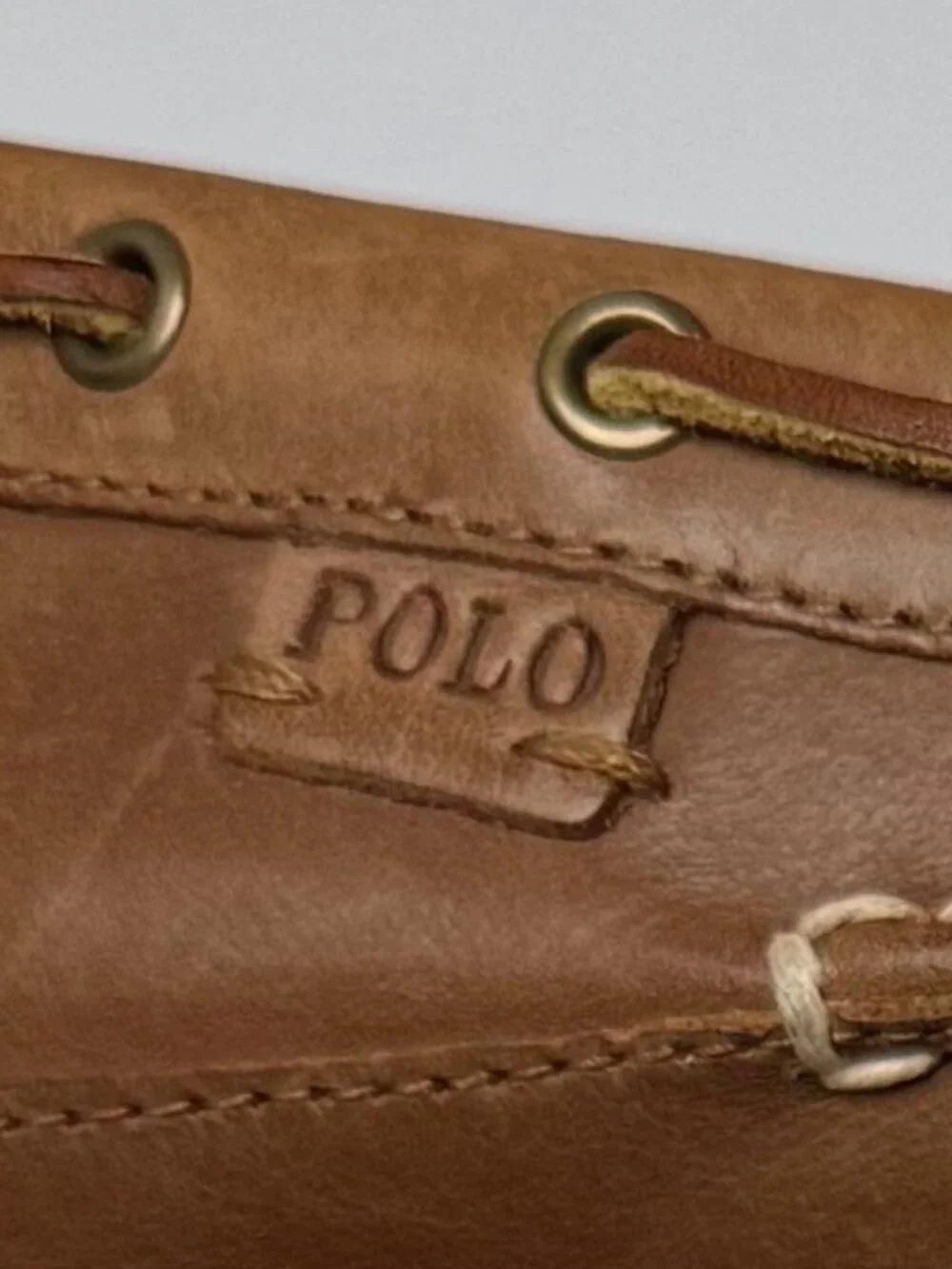 Polo Ralph Lauren Wyndings Driving Loafers Mens 11.5D Tan Leather Moc Toe Shoes